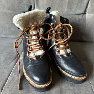 Marc Fisher LTD Izzie Genuine Shearling Lace-Up Boot - Size 6